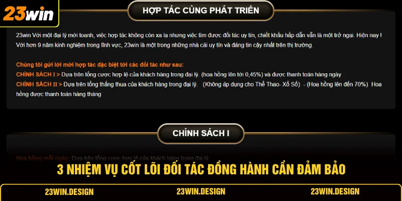 Đại Lý 23WIN 2 3 nhiệm vụ cốt lõi đối tác đồng hành cần đảm bảo