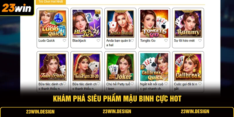 Game Bài 23WIN 2 Khám phá siêu phẩm mậu binh cực hot